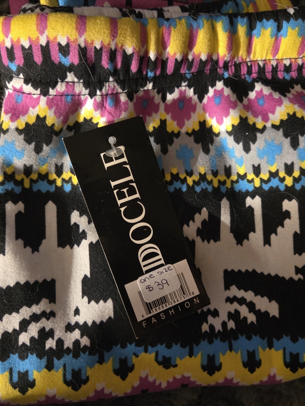 DOCELI Women's Black Multicolor Patterned Leggings - One Size